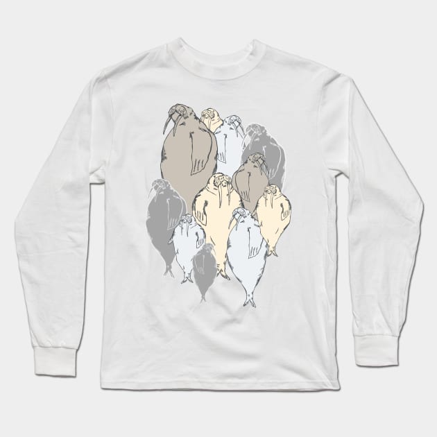 Walrus Pod Long Sleeve T-Shirt by brockart